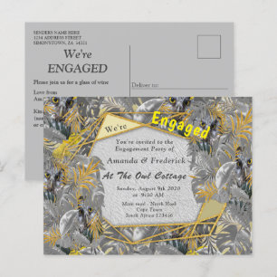 Postal De Invitación Diversión expresiva en plantas amarillas y grises