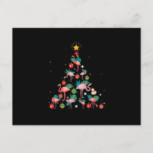 Postal De Invitación Divertido árbol de Navidad Flamingo