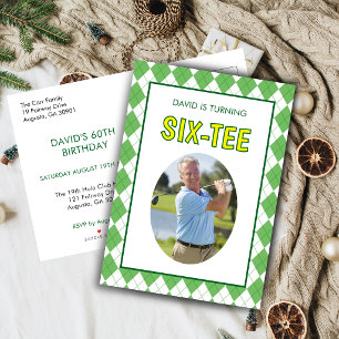 Postal De Invitación Divertido cumpleaños número 60 de Six-tee Golf