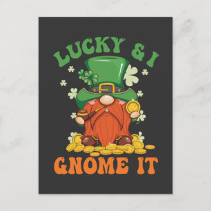 Postal De Invitación Divertido San Patricio Afortunado Y Yo Gnome Lo Ir