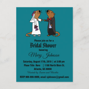 Postal De Invitación Divertido Sea Otter Bride y Groom Boda