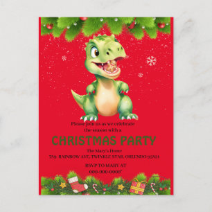 Postal De Invitación Divertidos dinosaurios comen galletas de jengibre 
