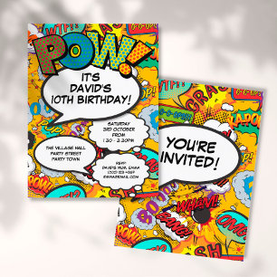 Postal De Invitación Diviértete Cumpleaños Moderno Partido Libro de Cóm