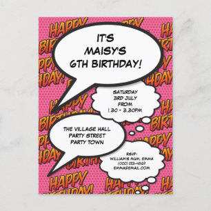 Postal De Invitación Diviértete en la fiesta de cumpleaños moderna de c