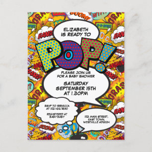 Postal De Invitación Diviértete Listo para Estallar Libro de Cómics par