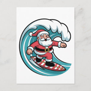 Postal De Invitación Diviértete Navidad Santa Tabla de Surfear Surf