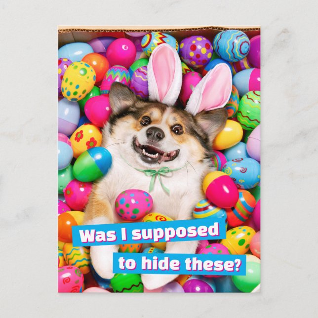 Postal De Invitación Dog Laying on Easter Eggs (Anverso)