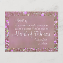 Postal De Invitación doncella de honor - rosa Bonito