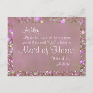 Postal De Invitación doncella de honor - rosa Bonito
