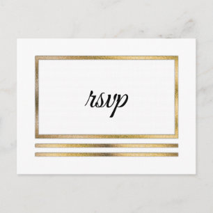 Postal De Invitación Dorado   White Modern Simple Elegant RSVP Insert