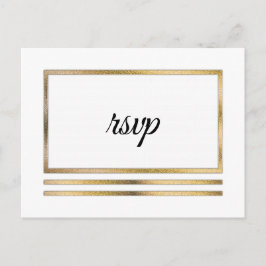 Postal De Invitación Dorado | White Modern Simple Elegant RSVP Insert