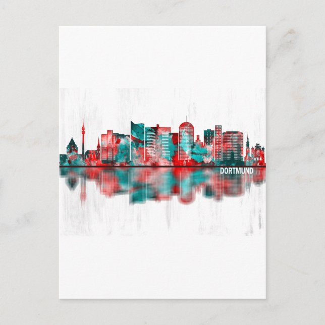 Postal De Invitación Dortmund Germany Skyline (Anverso)