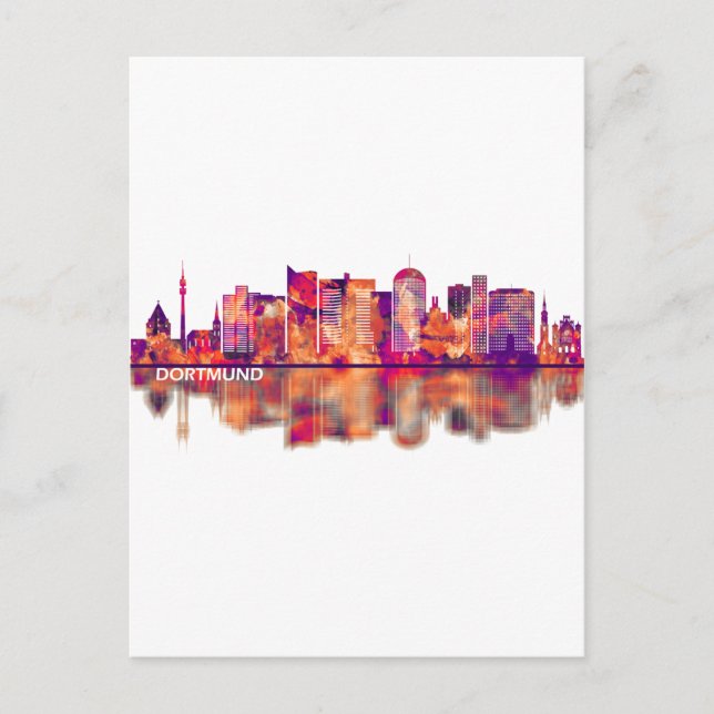 Postal De Invitación Dortmund Germany Skyline (Anverso)