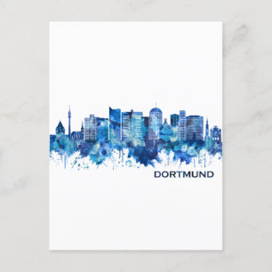 Postal De Invitación Dortmund Germany Skyline Blue