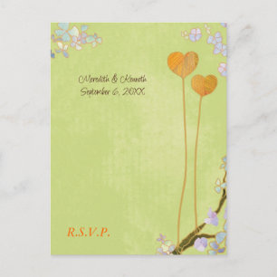 Postal De Invitación Dos corazones Lime Green Wedding RSVP