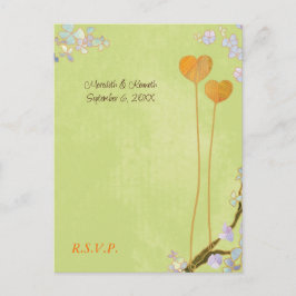Postal De Invitación Dos corazones Lime Green Wedding RSVP