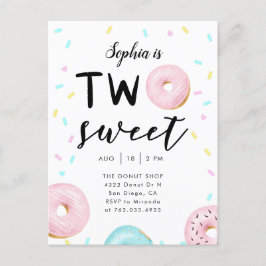 Postal De Invitación Dos dulces donut rocian a Fiesta de cumpleaños seg