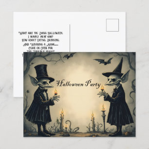 Postal De Invitación Dos fiestas de Halloween de Goblins bien vestidas