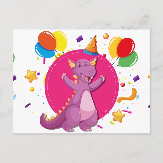 Postal De Invitación Dragon Happy Birday (Anverso)