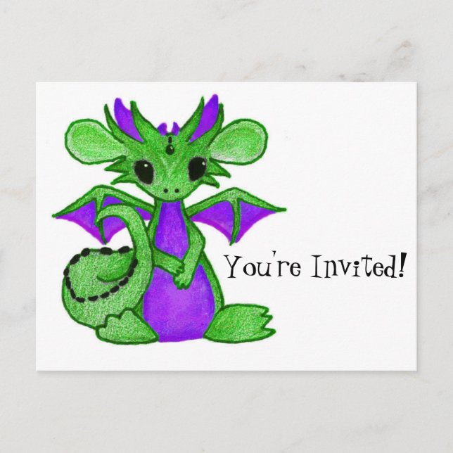 Postal De Invitación Dragón infantil (Anverso)