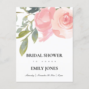 Postal De Invitación DUCHA BRIDAL DE COLOR DE AGUA ROSA ROSA DE Rubor