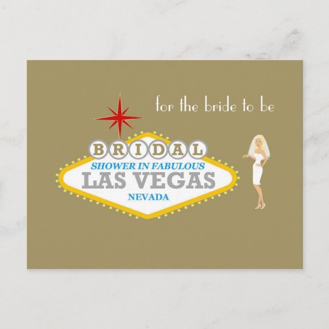 Postal De Invitación DUCHA BRIDAL EN LAS VEGAS FABULOSAS para la novia (Anverso)