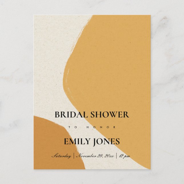 POSTAL DE INVITACIÓN DUCHA BRIDAL MODERNA ABSTRACTA DEL NARANJA SUAVE R (Anverso)
