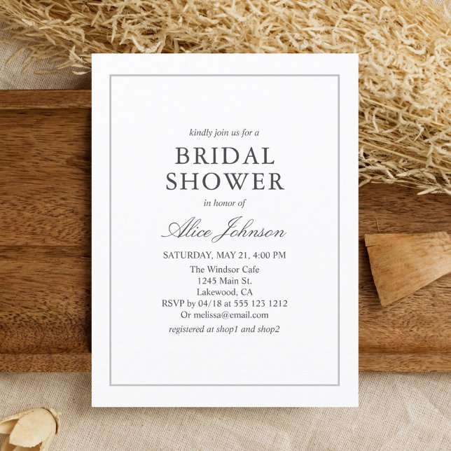 Postal De Invitación Ducha Bridal Sencilla (Subido por el creador)