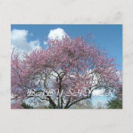 Postal De Invitación ducha de bebé, árbol floreciente de cerezo de prim