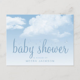 Postal De Invitación Ducha de bebé de nubes esponjosas gotas de lluvia
