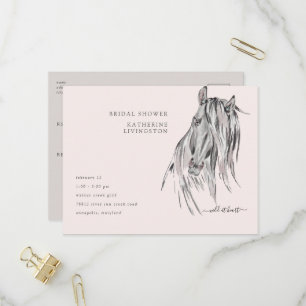 Postal De Invitación Ducha de Caballo de Acuarela Salvaje de Corazón