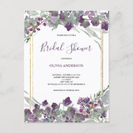 Postal De Invitación Ducha de Novia Acuarela de Flores Silvestres