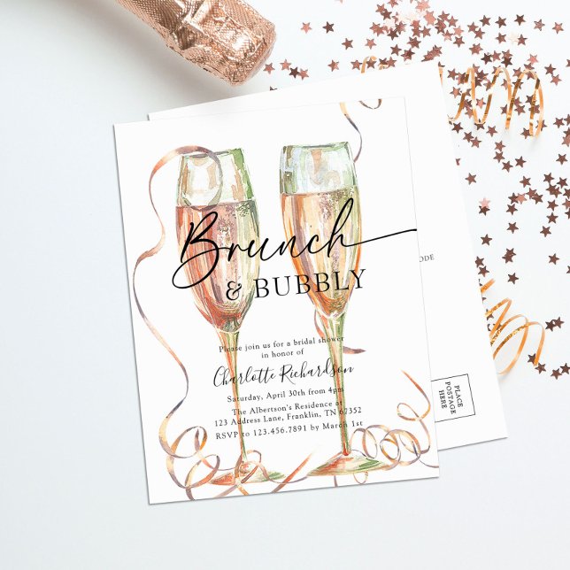 Postal De Invitación Ducha de novia Brunch & Bubbly (Subido por el creador)
