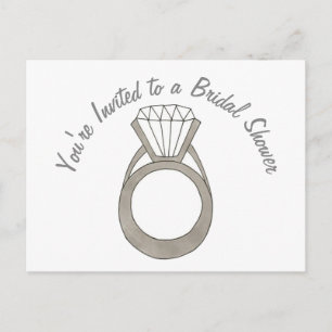 Postal De Invitación Ducha de Novia con Anillo de Diamantes Despedida d