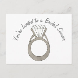 Postal De Invitación Ducha de Novia con Anillo de Diamantes Despedida d
