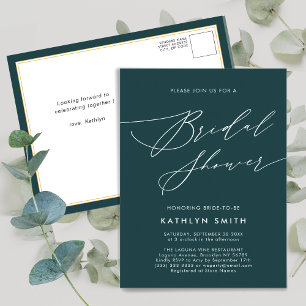 Postal De Invitación Ducha de novia con guión verde elegante