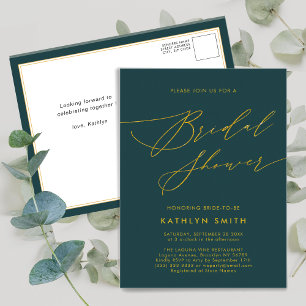 Postal De Invitación Ducha de novia con guión verde elegante