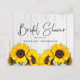 Postal De Invitación Ducha de Novia con Textura de Madera Rústica y Gir