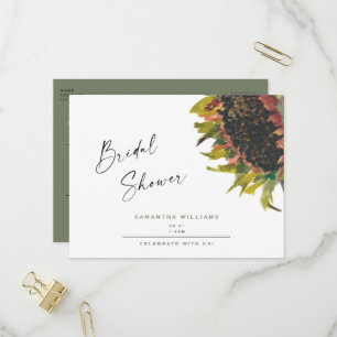 Postal De Invitación Ducha de Novia de Girasoles con Salsa Pintada a Ma