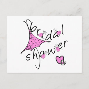 Postal De Invitación Ducha de novia de paraguas rosados