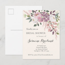 Postal De Invitación Ducha de novia de primavera rosa