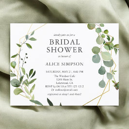 Postal De Invitación Ducha de Novia Elegante Eucalipto Verde