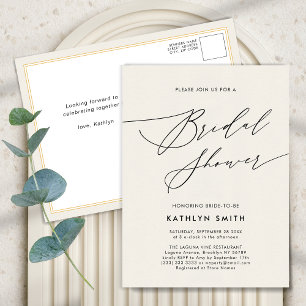 Postal De Invitación Ducha de novia elegante moderna simple crema
