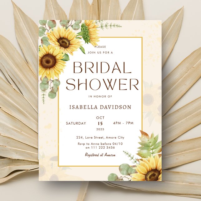 Postal De Invitación Ducha de novia floral floral amarilla (Budget Sunflower Yellow Floral Bridal Shower Invitation Postcard)