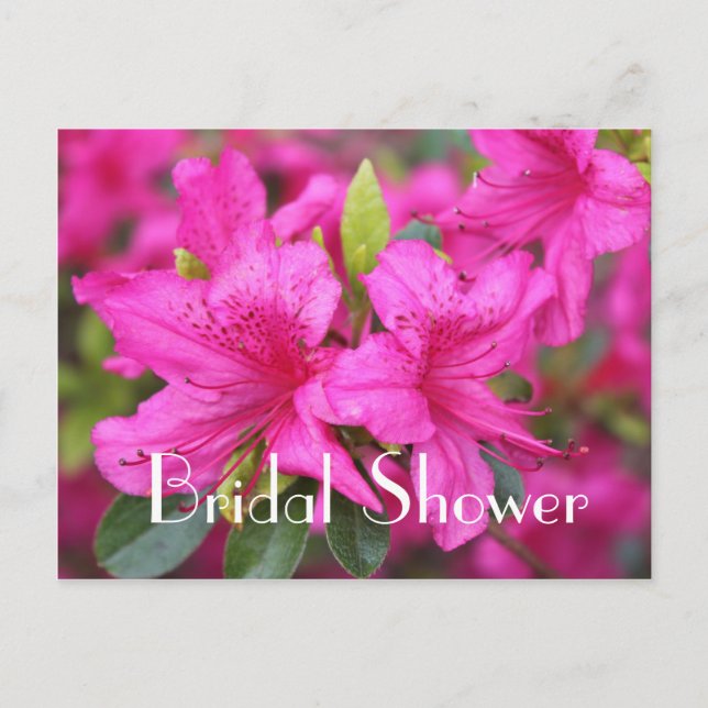 Postal De Invitación Ducha de novia, flores de azalea rosa (Anverso)