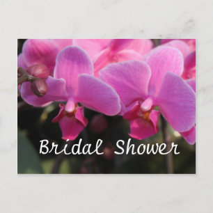 Postal De Invitación Ducha de novia, flores de orquídea rosa