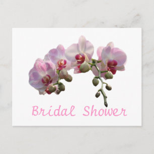 Postal De Invitación Ducha de novia, flores de orquídea rosa
