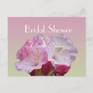 Postal De Invitación Ducha de novia, flores rosadas de rododendros