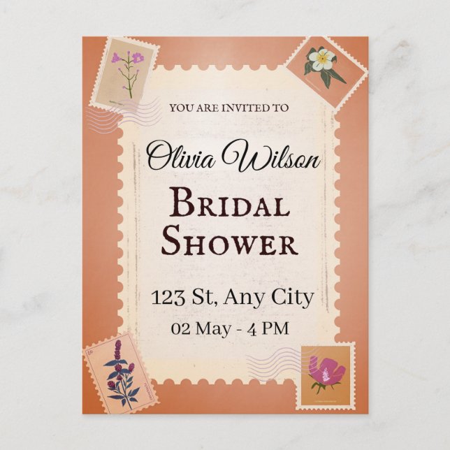 Postal De Invitación Ducha de novia Groovy (Anverso)