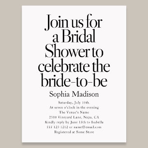 Postal De Invitación Ducha de Novia Retro Editorial Bold